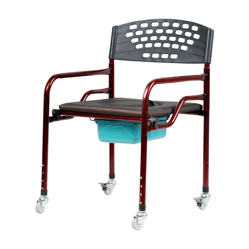 Mymed Tekerlekli Deri Döşeme Klozet Yükseltici Komot MY-1003