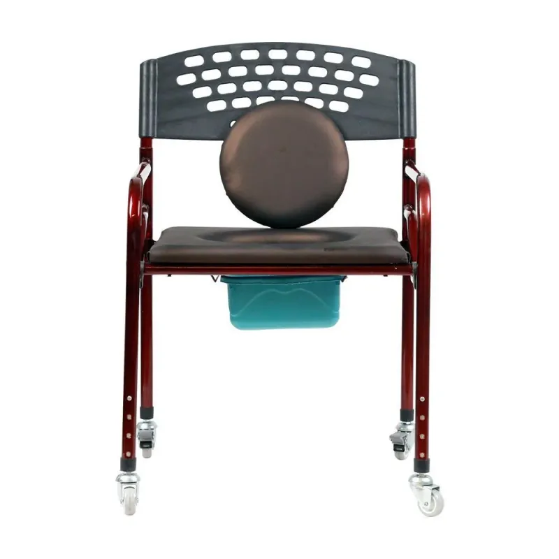 Mymed Tekerlekli Deri Döşeme Klozet Yükseltici Komot MY-1003